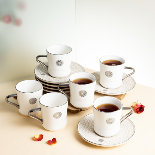 طقم اكواب الشاي  روزيت - أبيض