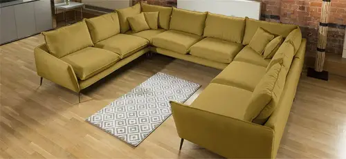 كنب زاوية حرف U رويال هوم 250×330×85 سم - اصفر