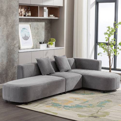 كنب زاوية حرف L رويال هوم 70x300x190 سم - رمادي