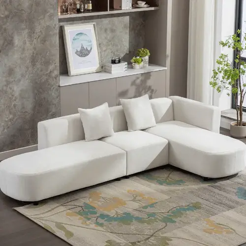 كنب زاوية حرف L رويال هوم 190×300×70 سم - ابيض