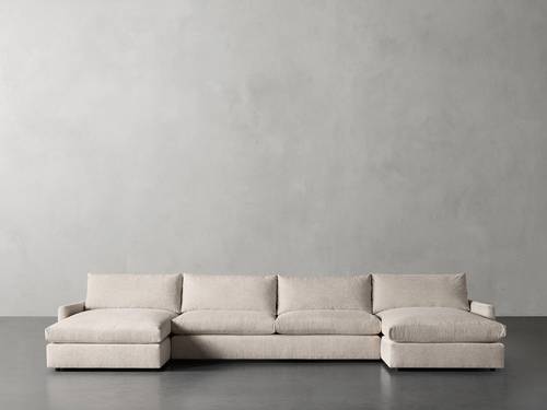 كنب زاوية حرف U رويال هوم 85×350×80 سم - بيج