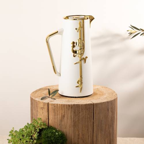 One Vacuum Flask For Tea And Coffee From Liqaa -  Pearl White + Gold
