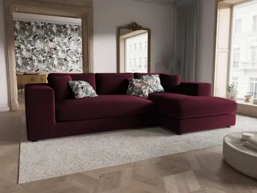 كنب زاوية حرف L رويال هوم 190×270×80 سم - عنابي