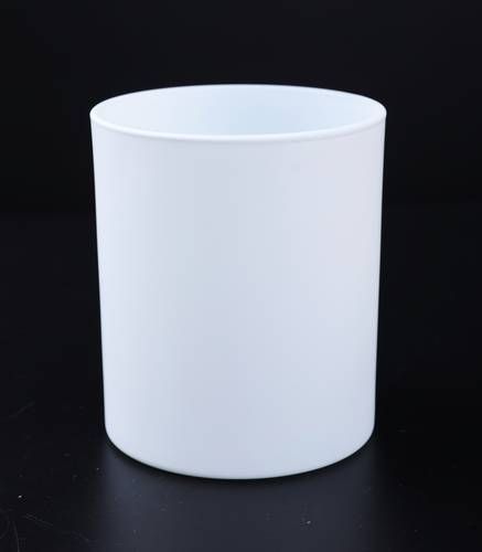 كوب شموع زجاجي أبيض معتم- Matte white glass jar 450ml