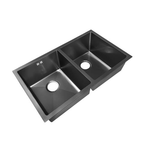  مجلى حوضين ستانلس استيل 45*80 اسود - تسقيط علي الرخام