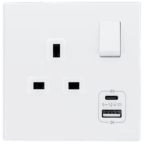 فيش 13 امبير USB A+C مع مفتاح ماسة - الفنار