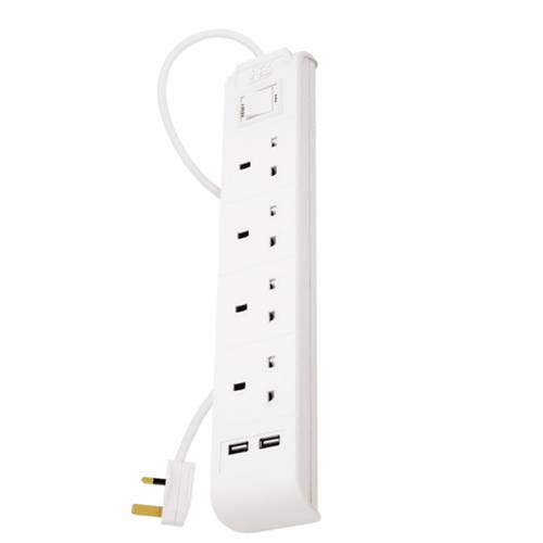 توصيلة كهربائية 4 منافذ 5 متر مع 2 مدخل USB - اتش بي