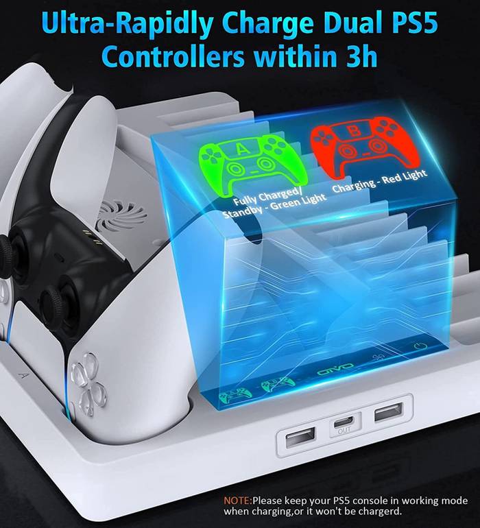 منصة متكاملة شحن يدة التحكم و مروحة تبريد بالشفط  PS5 