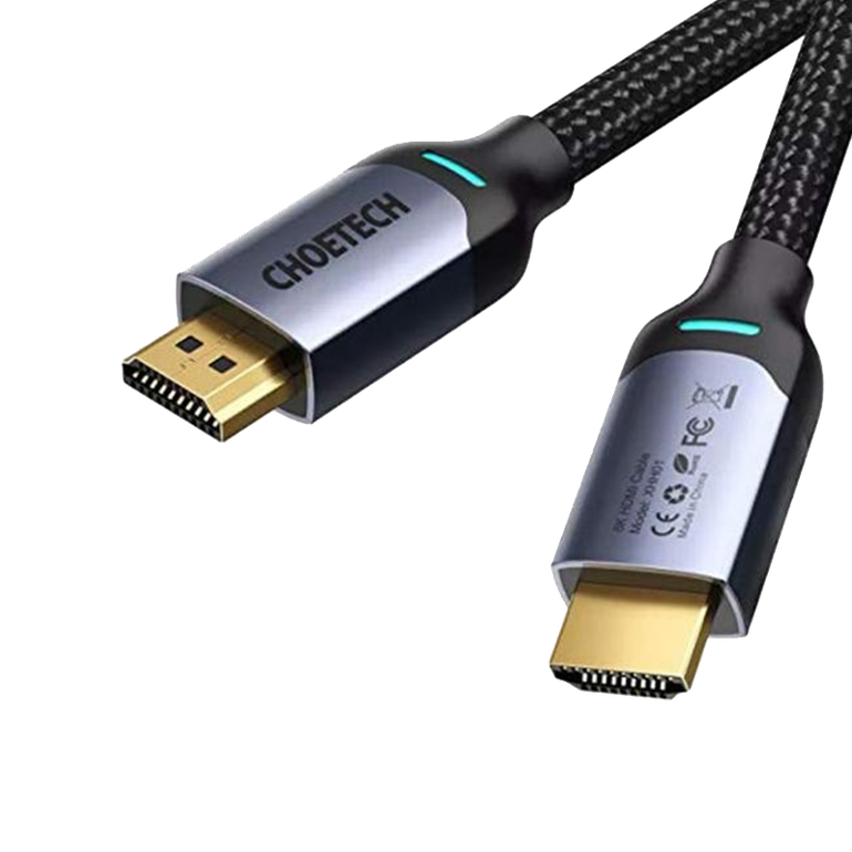 سلك تشو تيك قماشي مظفر من HDMI الى HDMI بقوة 8K وبطول 2م - اسود