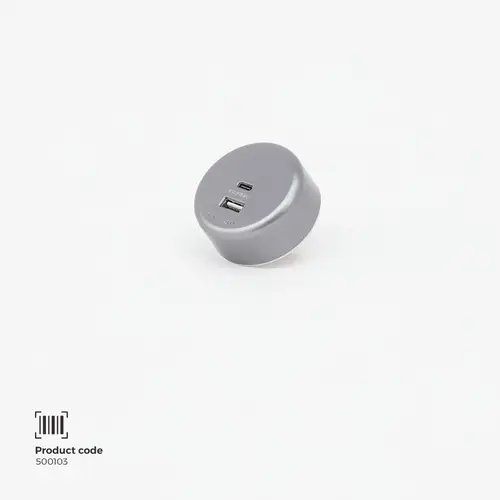 فيش مدور منفذ USB رمادي