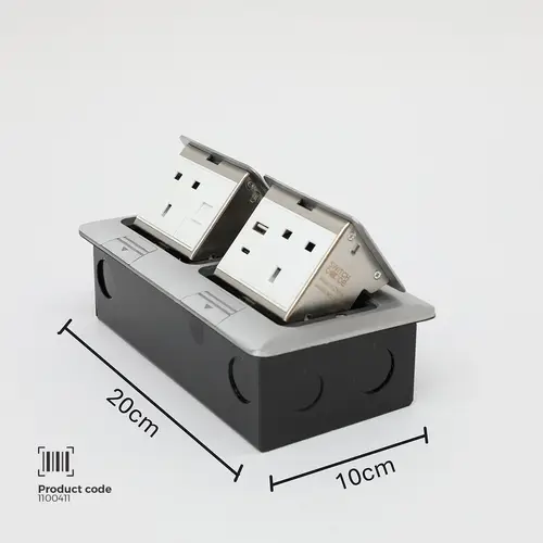 فيش ارضي فضي ثنائي 13 امبير مع مدخل انترنت USB , TypeC