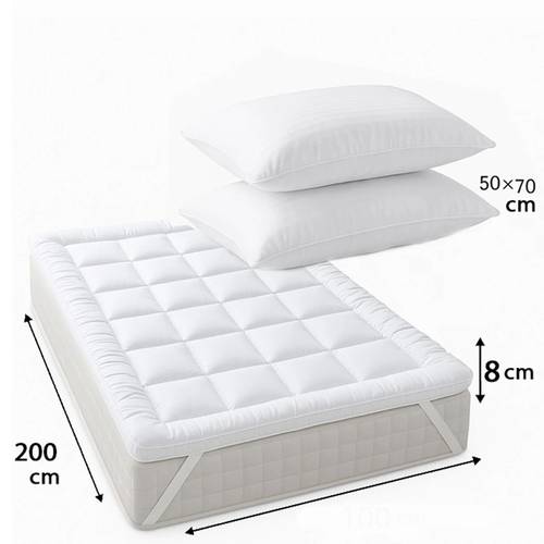 لباد ميكروفايبر مع مخدات فندقيات (50x70)-عدد3 قطع- ارتفاع 8  سم_ زاوية مطاط