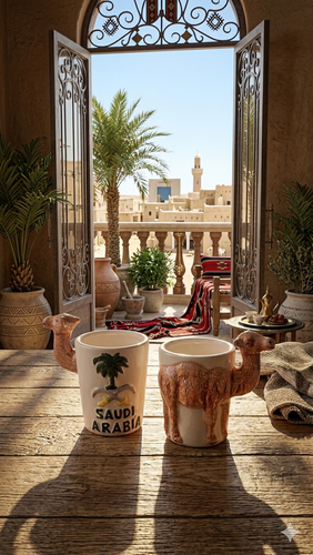 كوب اسبريسو بشعار السيفين والنخلة ( وسط )