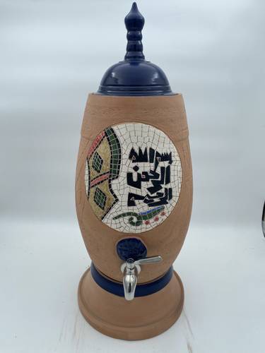 الطراز المديني الفسيفساء البيضاوي الكبير(بسملة زخرفية) كحلي 10 لتر واكثر
