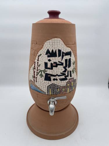 الزير الفسيفساء  الصغير (بسملة زخرفية مع بيوت شعبية) 6 لتر