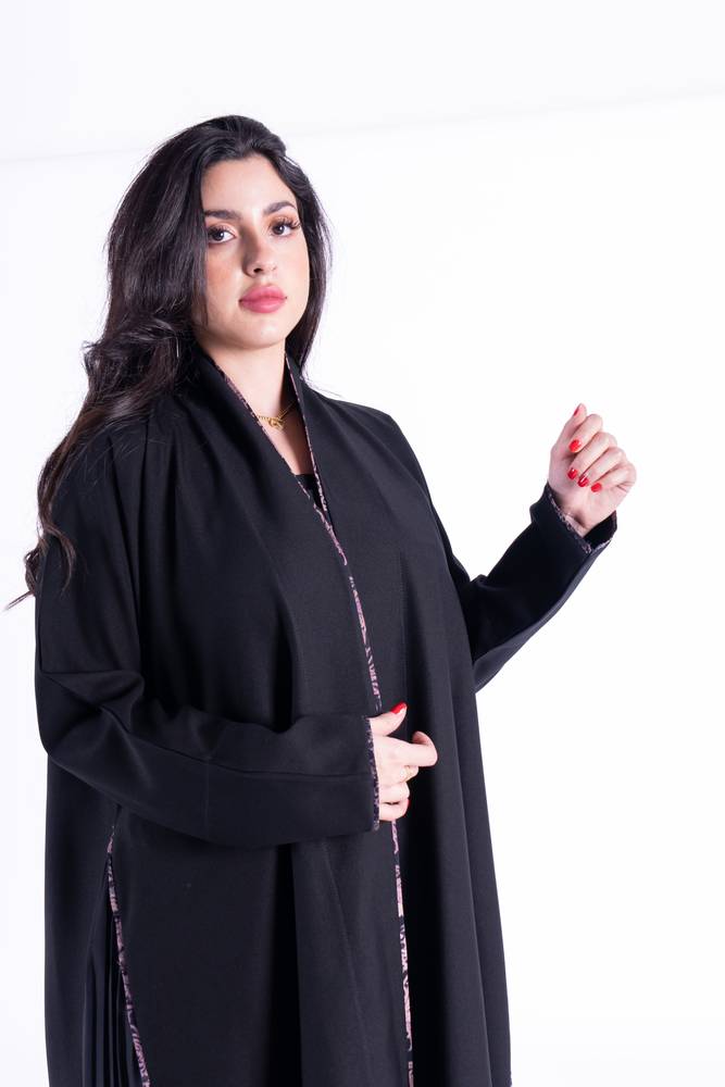 عباية عادية قماش كريب كتان 