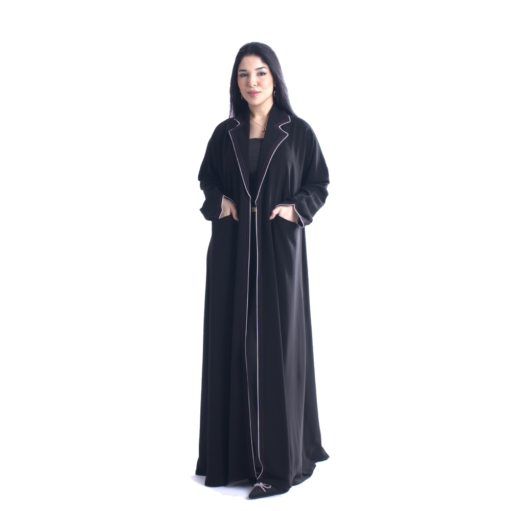 عباية رسمية من كريب ملكي مع جيوب أمامية