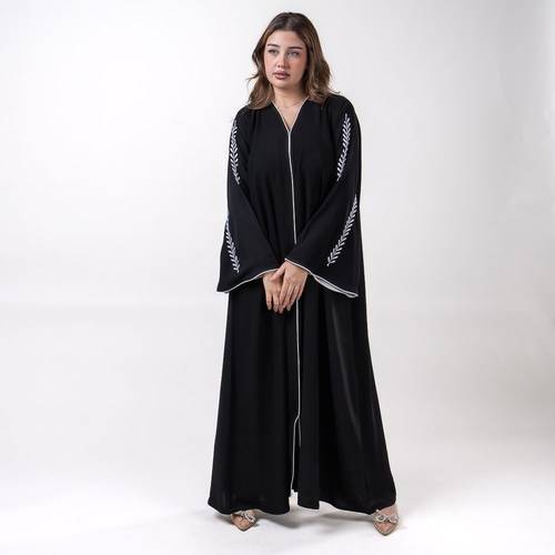 عباية تطريز بقماش كريب ملكي فاخر