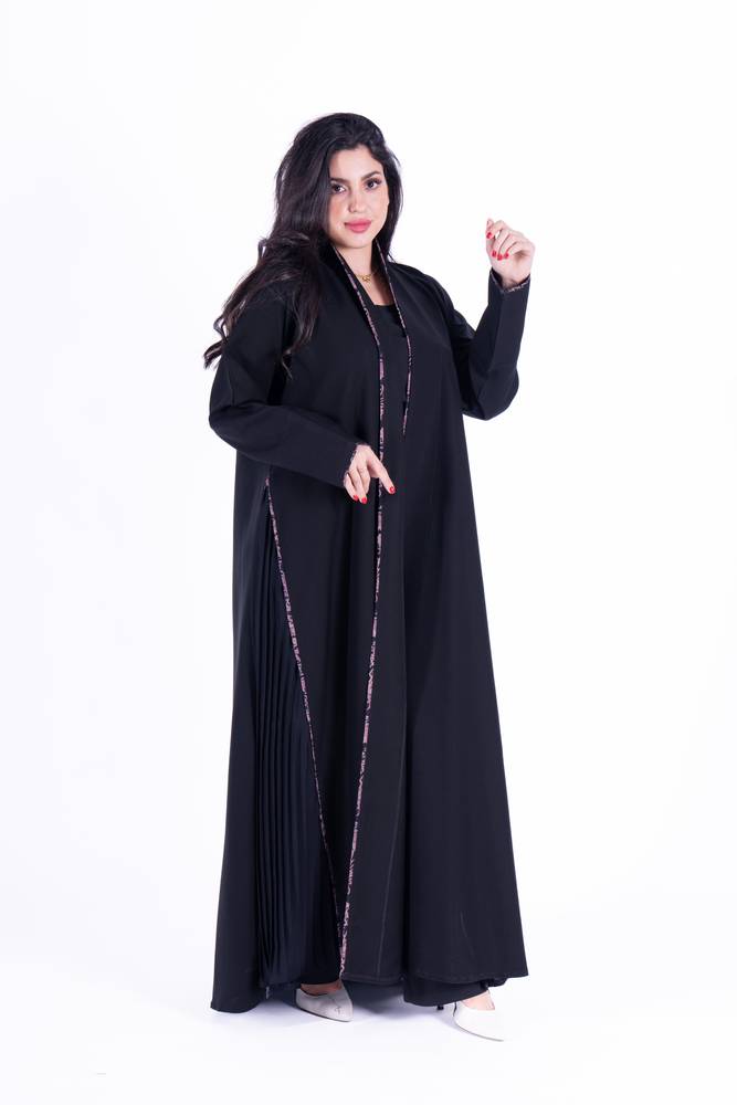 عباية عادية قماش كريب كتان 