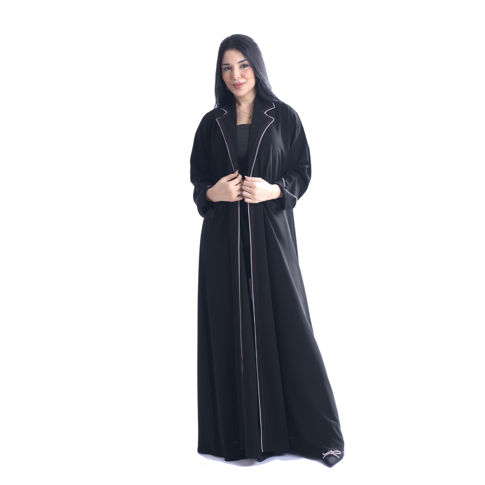 عباية رسمية من كريب ملكي مع جيوب أمامية