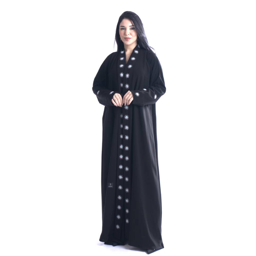 عباية كريب ملكي بتطريز شك يدوي