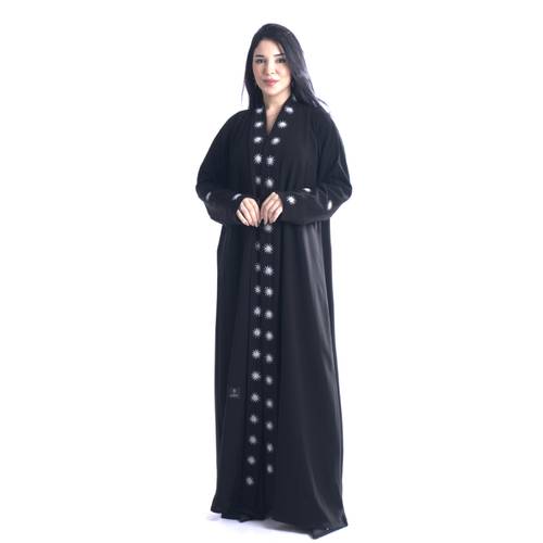 عباية كريب ملكي بتطريز شك يدوي
