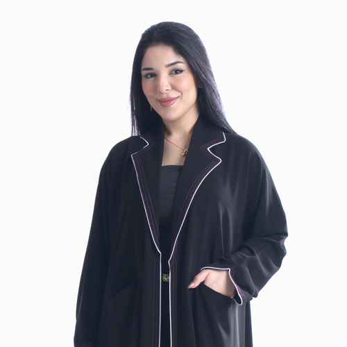 عباية رسمية من كريب ملكي مع جيوب أمامية
