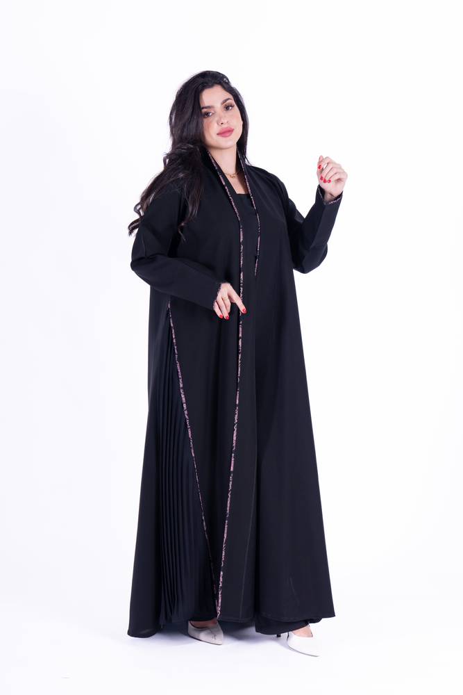 عباية عادية قماش كريب كتان 