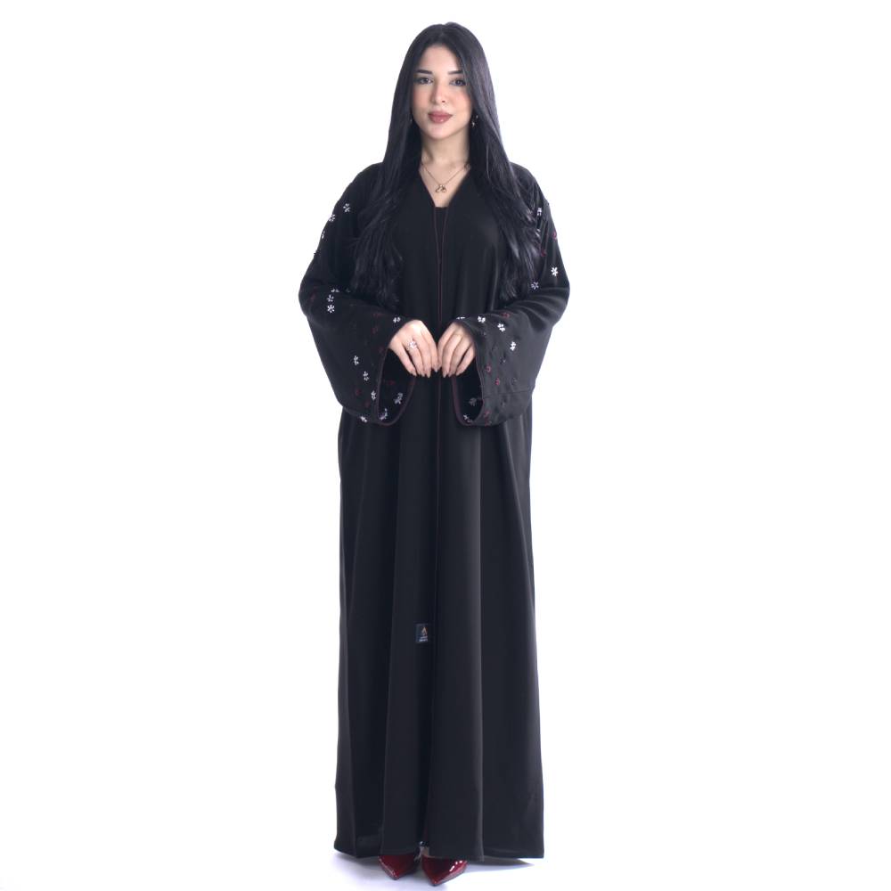 عباية شك تطريز يدوي مع قيطان بقماش كريب ملكي