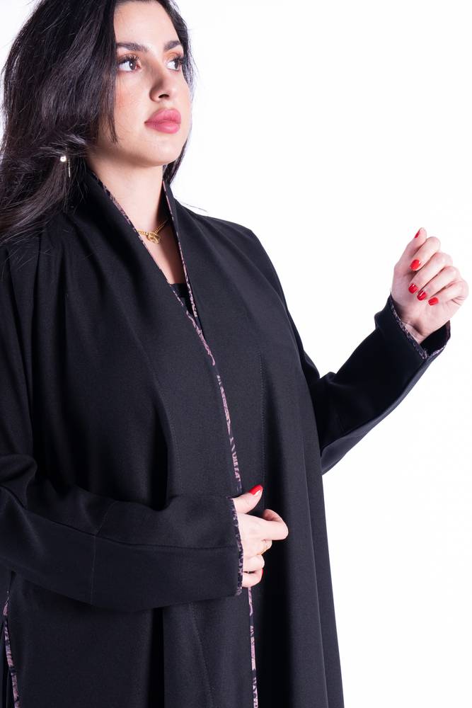 عباية عادية قماش كريب كتان 