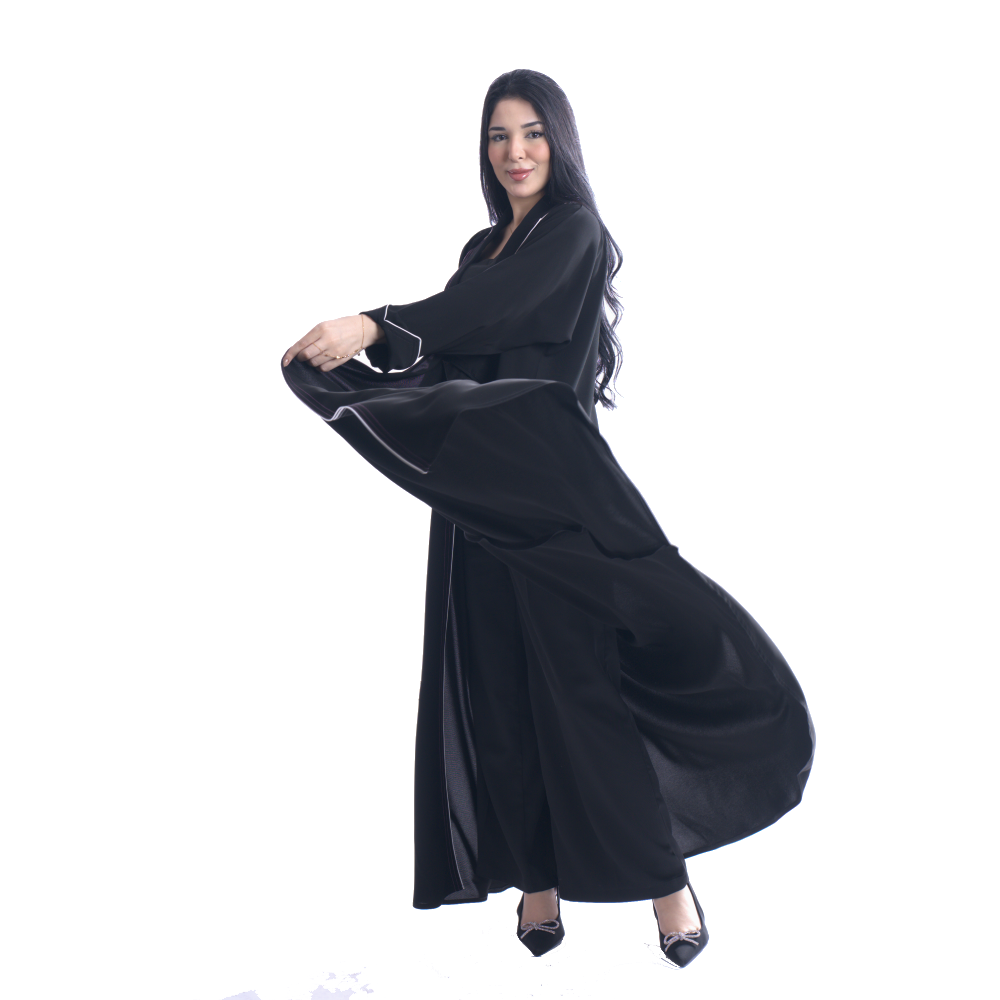 عباية رسمية من كريب ملكي مع جيوب أمامية