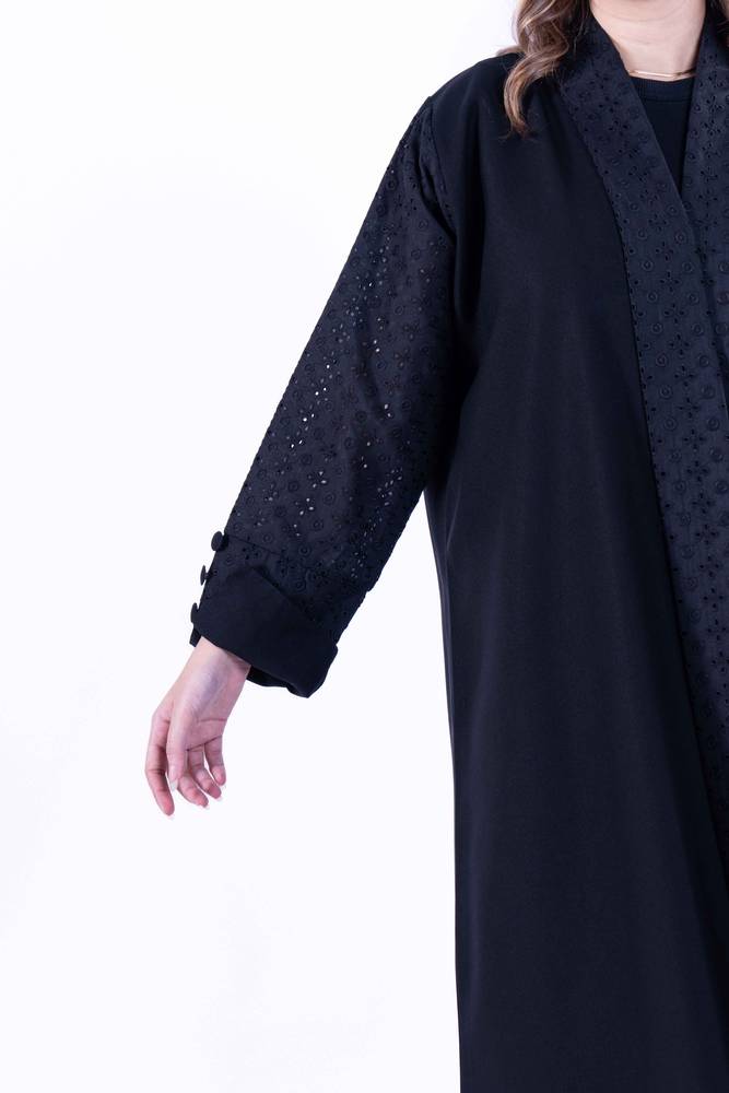 عباية بقماش كتان وقماش مشجر
