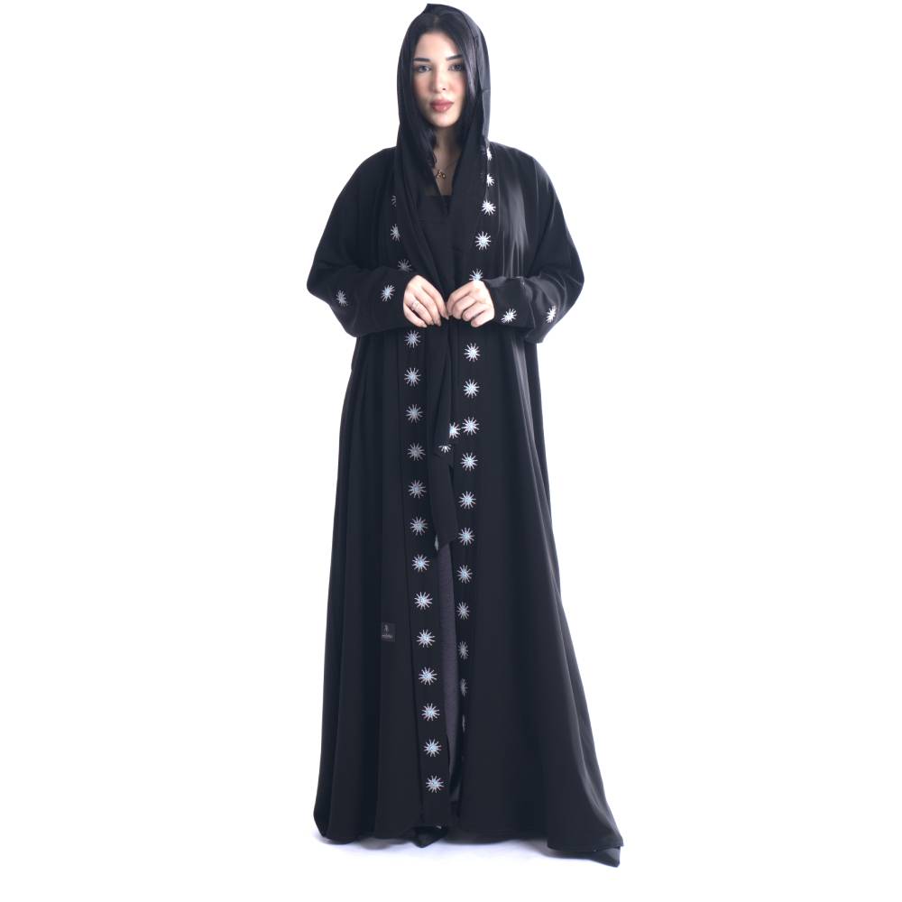 عباية كريب ملكي بتطريز شك يدوي