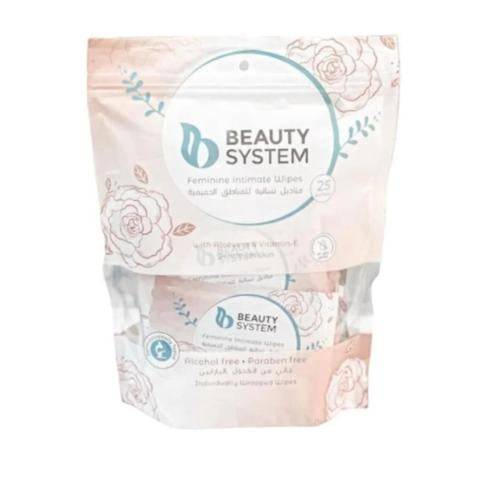 Beauty System Intimate Wipes for Sensitive Areas, 25 Count with Aloe Vera & Vitamin E