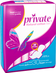 Private Sanitary Pads 30 Pieces Large Size with Wings