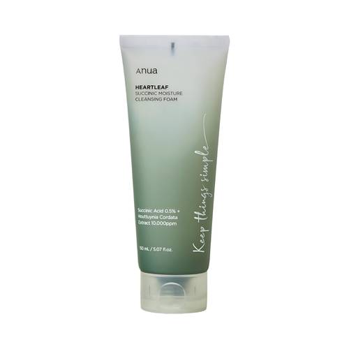 Anua Heartleaf Pore Control Cleansing Foam 150ml - Moisturizing with Succinic Acid for Dry & Combination Skin
