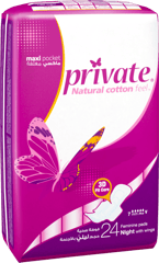 Private Ultra-Thin Night Pads with Wings - 24 Count