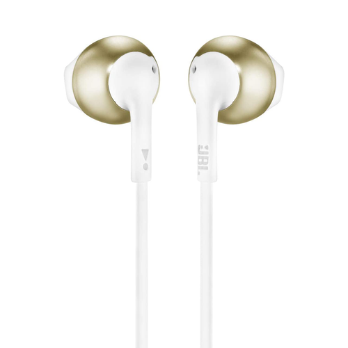 سماعات أذن JBL Tune 205 بمنفذ Aux- ابيض ذهبي