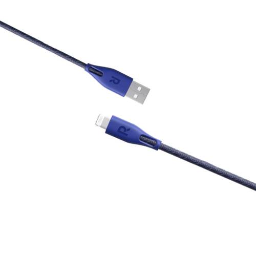 كيبل شحن نايلون راف باور من USB-A إلى لايتنينق 1.2 متر - لون ازرق
