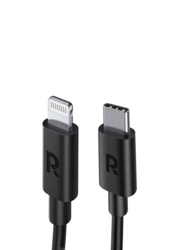كيبل شحن راف باور TPE من TYPE-C إلى لايتينق بطول 2 متر - اسود