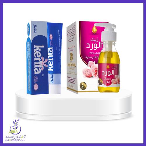 بكج تفتيح وترطيب البشرة الطبيعي ( كريم كينتا + زيت الورد من وادي النحل  )