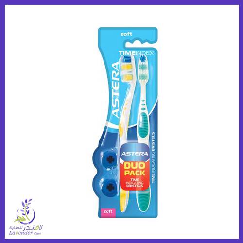  فرشاة اسنان أستيرا مؤشر الوقت شعيرات متوسطة 1 + 1 