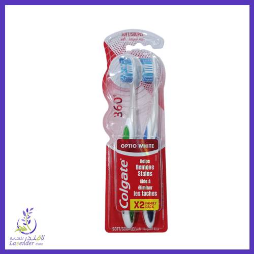  فرشة اسنان كولجيت اوبتيك وايت عائلية 1+1
