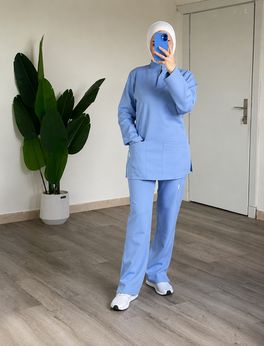 سكراب نسائي كم طويل ازرق فاتح (Baby blue)