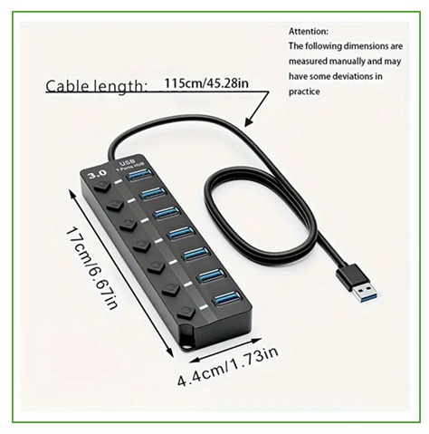 توصيلة بـ ثمانية منافذ USB متعددة