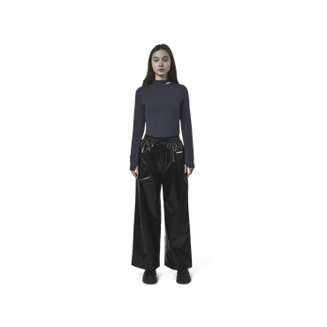 nylon wide leg pants BLACK