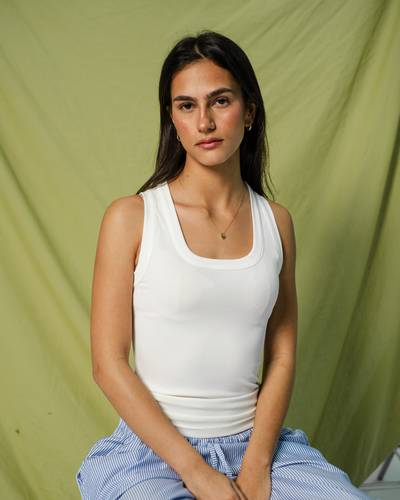 Aleron Micro-ribbed Tank Top -White 