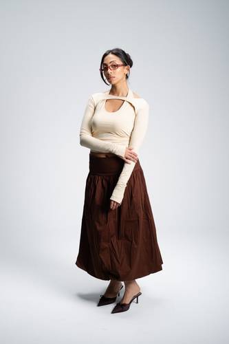 Aleron Bubble Skirt // DARK BROWN //