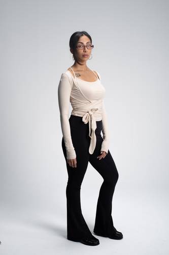 Pilates wrap top & criss cross tank ( BEIGE )