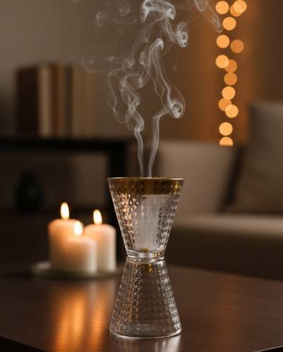 مبخرة زجاج برأس ذهبي